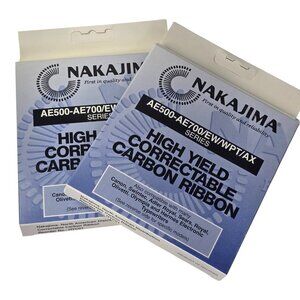 Nakajima AE-500 AE700 Correctable Carbon Ribbons Typewriter Ink NOS 2 packs